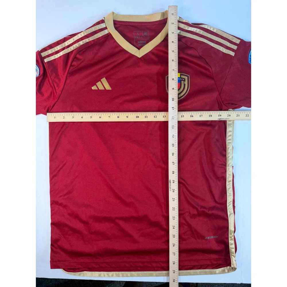 Adidas Venezuela 2024 Home Soccer Jersey Burgundy Gold Slim Fit Mens Large L